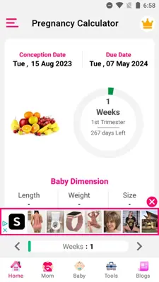 Pregnancy Calculator android App screenshot 1